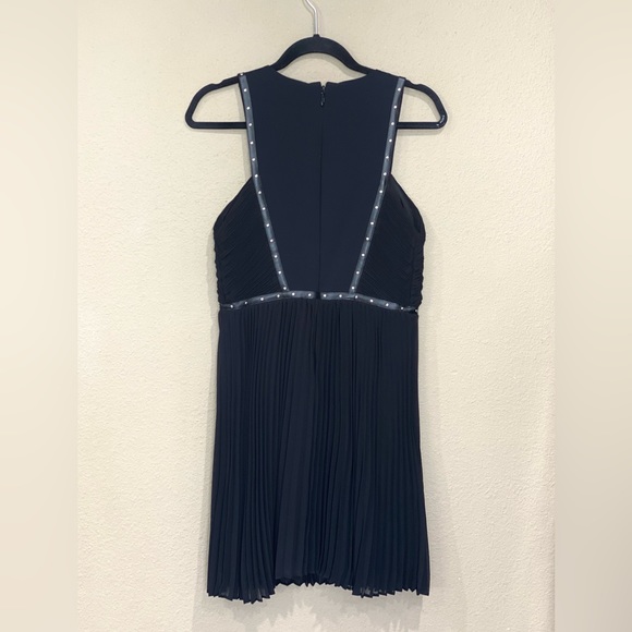 GUESS los angeles womens black dress pleated chiffon studded trim sleeveless 6 - Picture 12 of 15